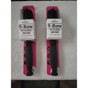 KareCo 9-Row Styling Brush Set of 2 Professional Salon Quality Black BR1000 RL-3